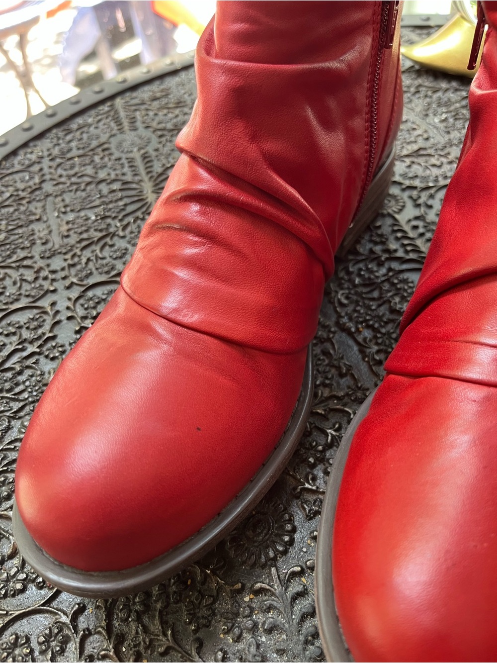 MIZ MOOZ LYNDA WHIPSTITCHED LEATHER ANKLE BOOTS IN RED 8.5 - Picture 6 of 8